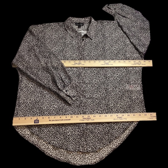 ‼️SOLD💕🔥 TOPSHOP EUC Women 6 Semi-Sheer Hi-Lo Black White Star Pattern Blouse - Picture 11 of 16